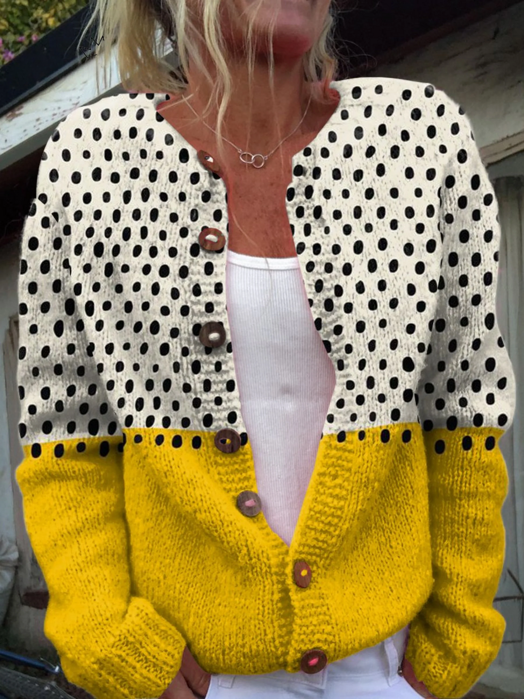 Suze | Keltainen neuletakki