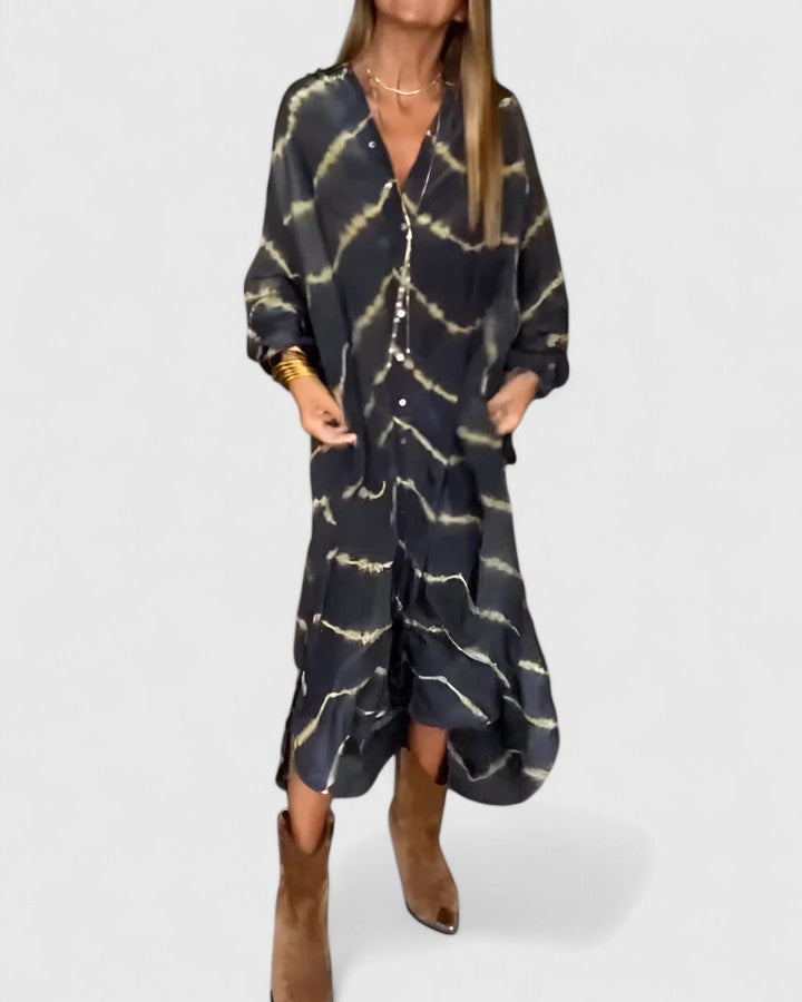 Manon | Tyylikäs boho-raidallinen maksimekko