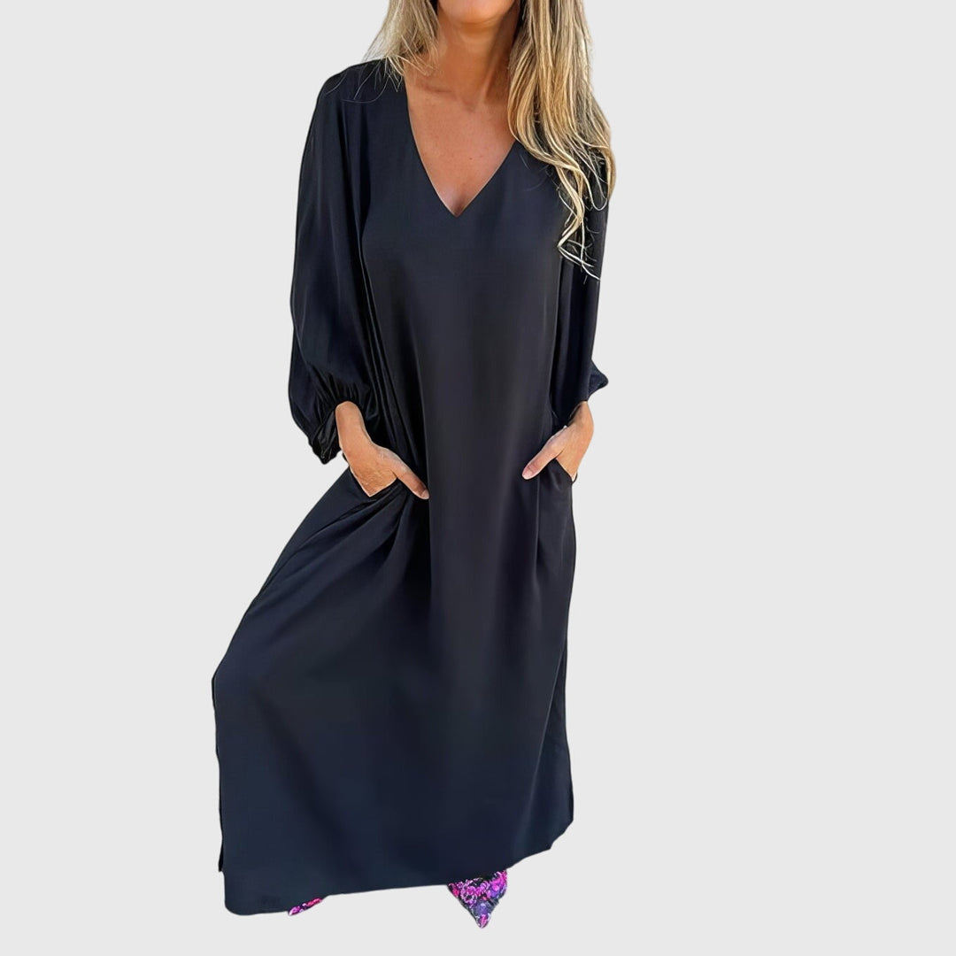 Imke | Pitkä boho-mekko taskuilla