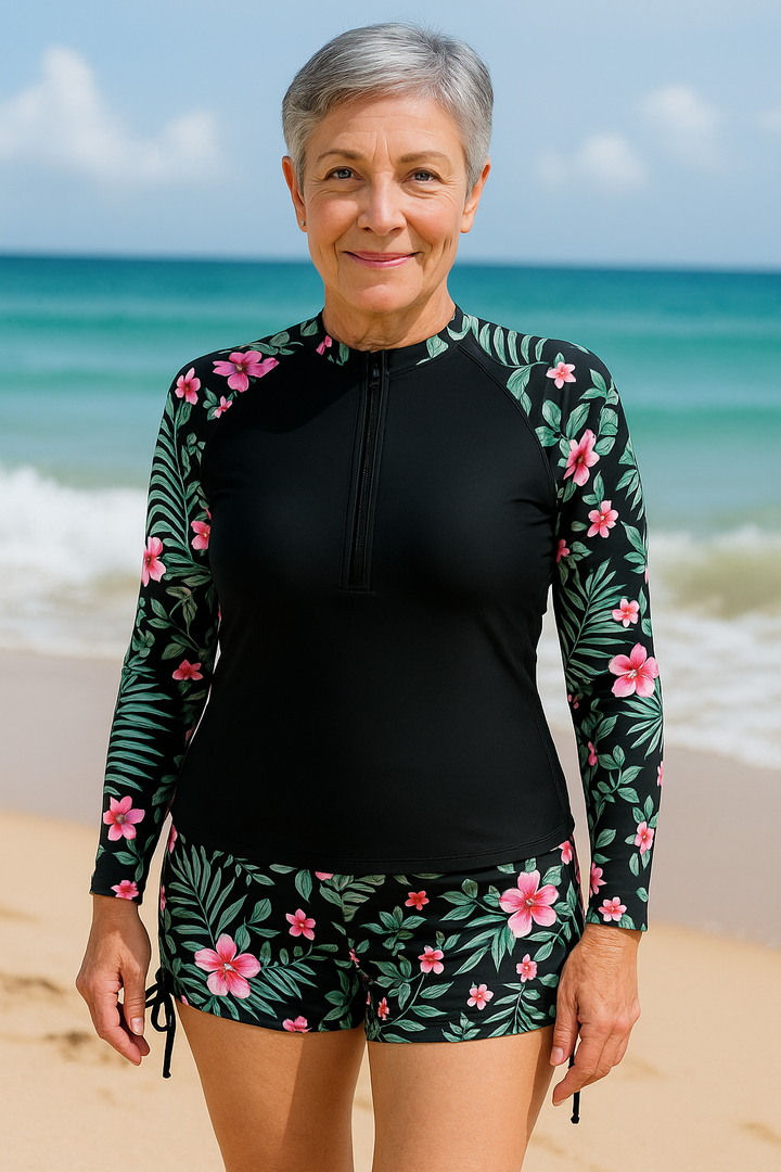 SereniSea Swimwear | UV-suoja rash-setti – aurinkoturvallinen tyylikkyys, koko päivän helppous