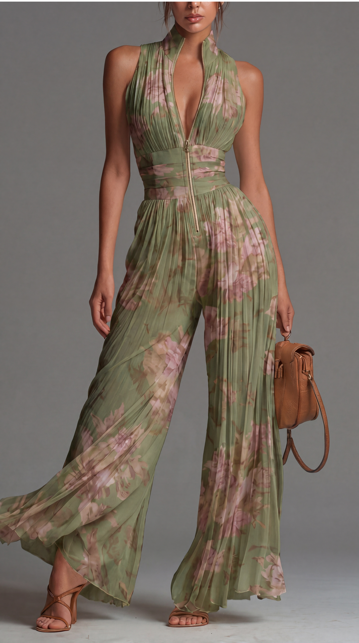 Zineb – Laskostettu kukkajumpsuit