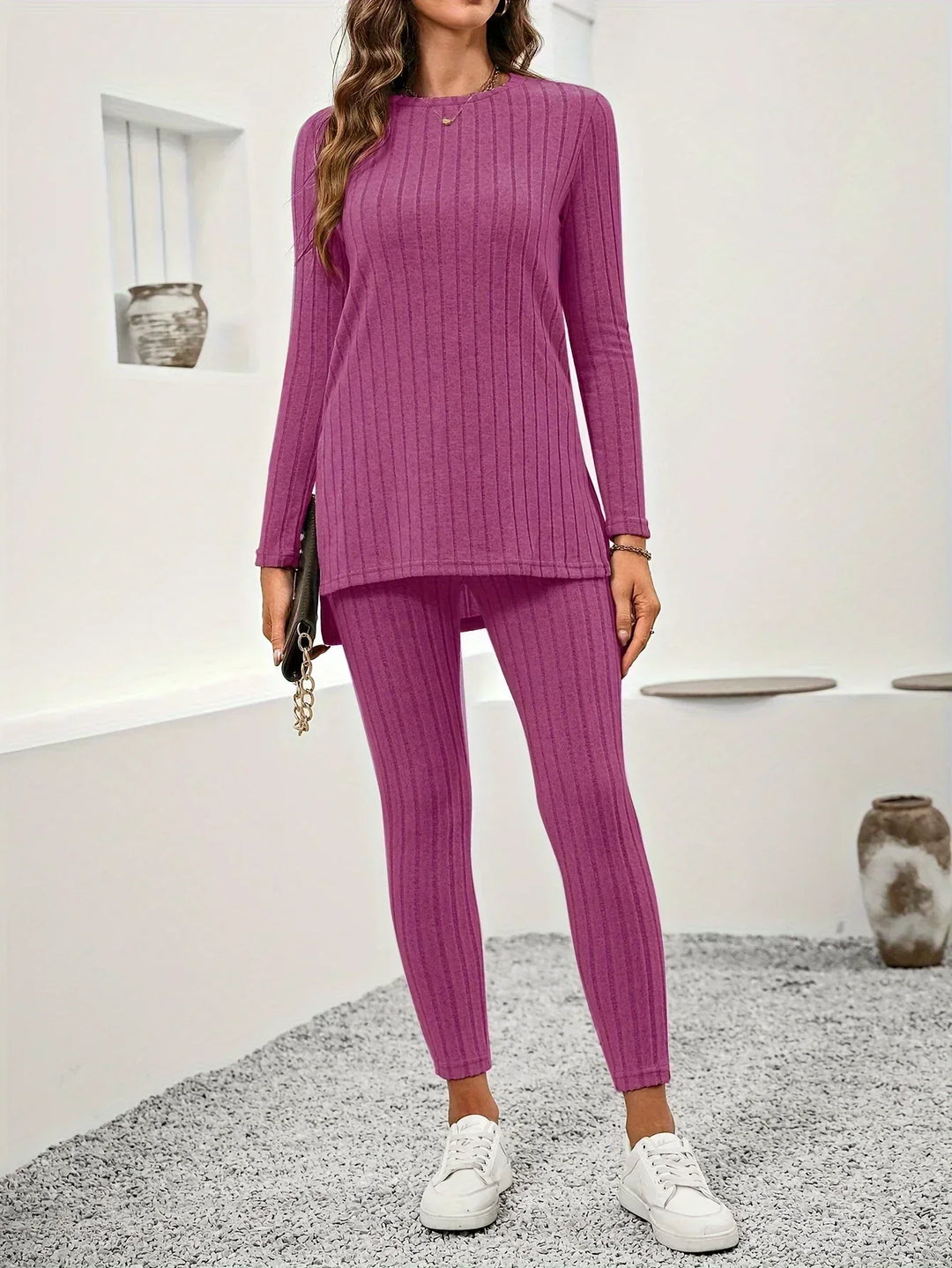 Callie | Ribbed-neulottu lounge-setti