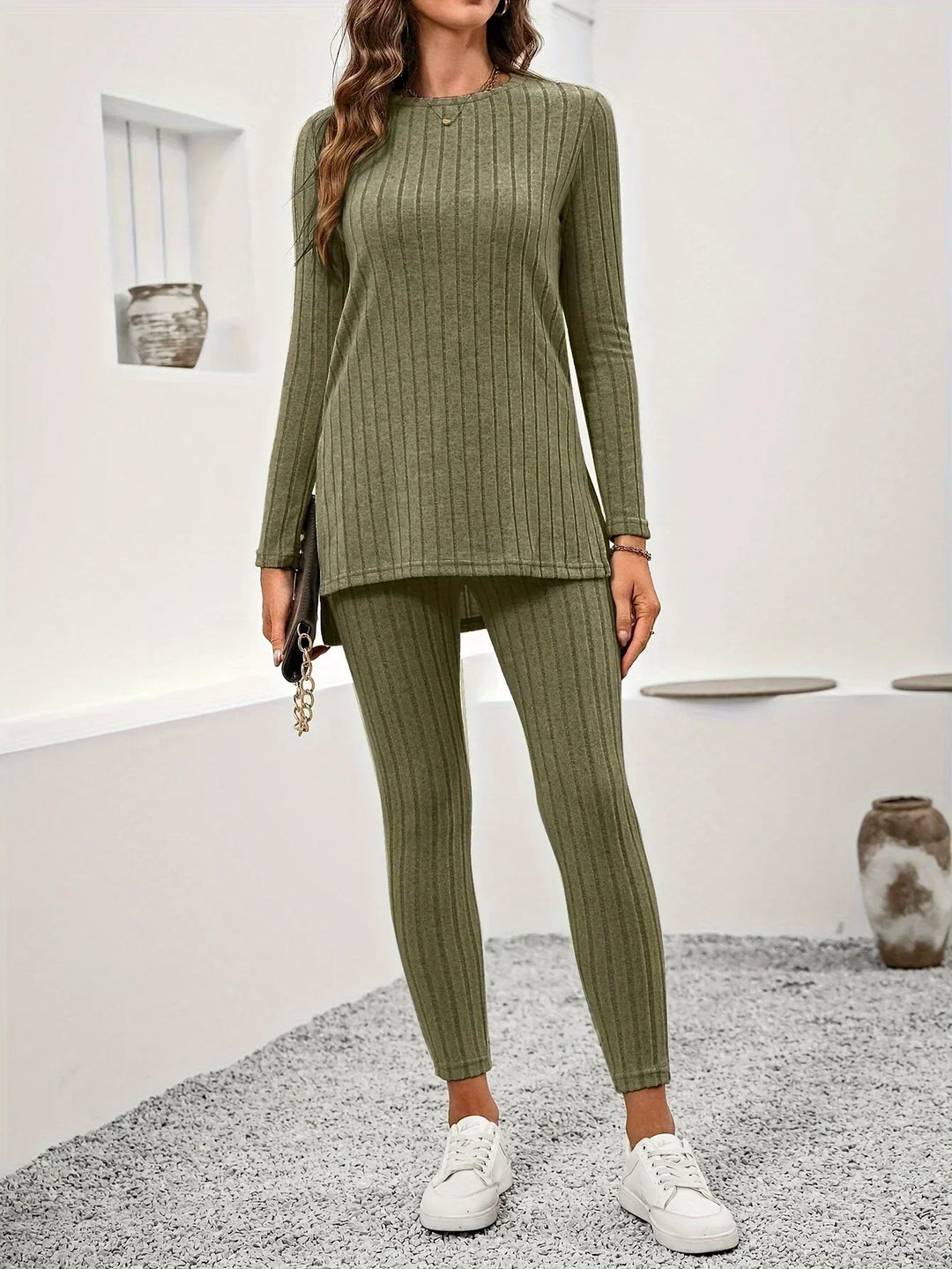 Callie | Ribbed-neulottu lounge-setti