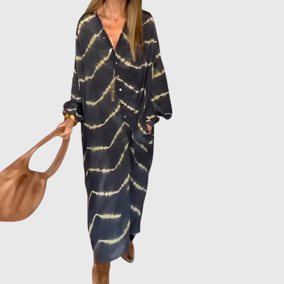 Manon | Tyylikäs boho-raidallinen maksimekko