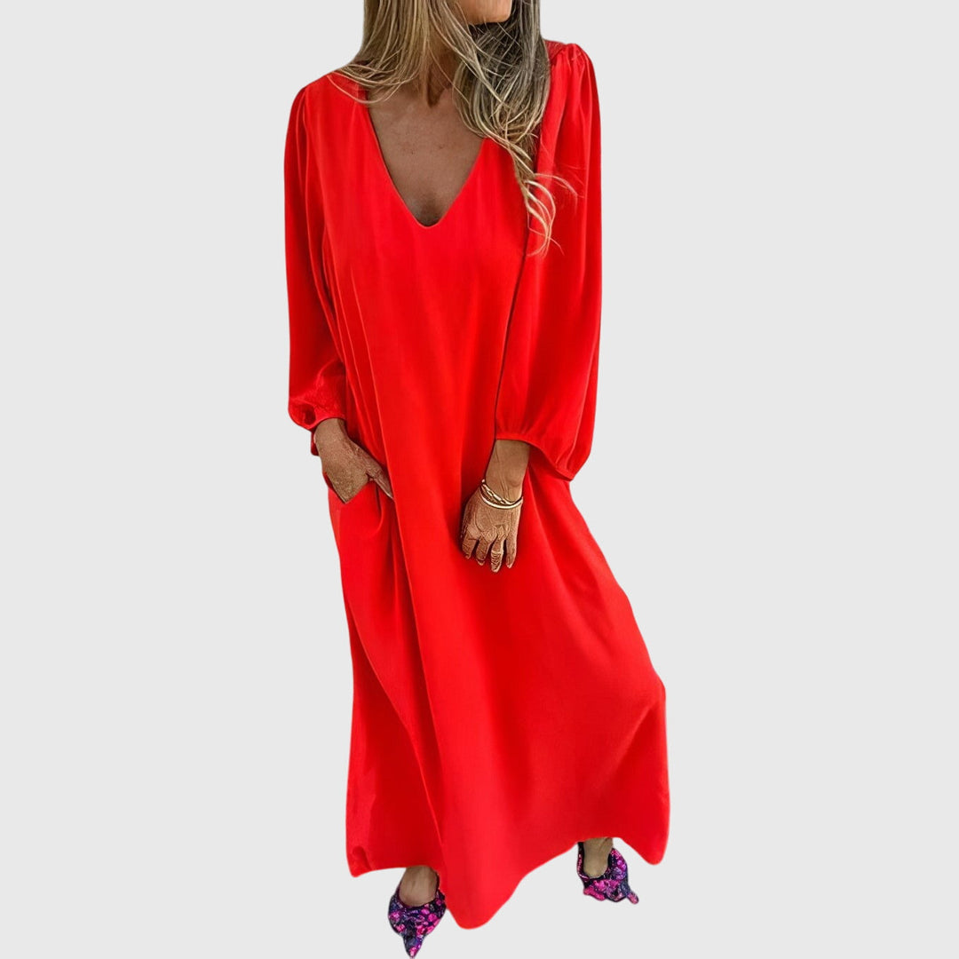 Imke | Pitkä boho-mekko taskuilla