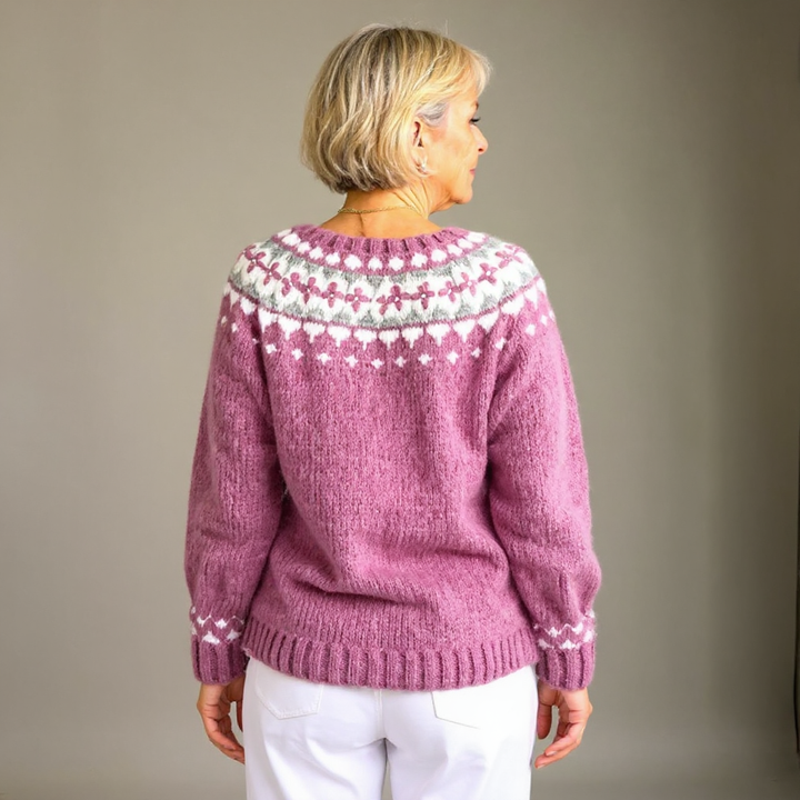 Mia | Orkideanpinkki Pohjolan neuletakki