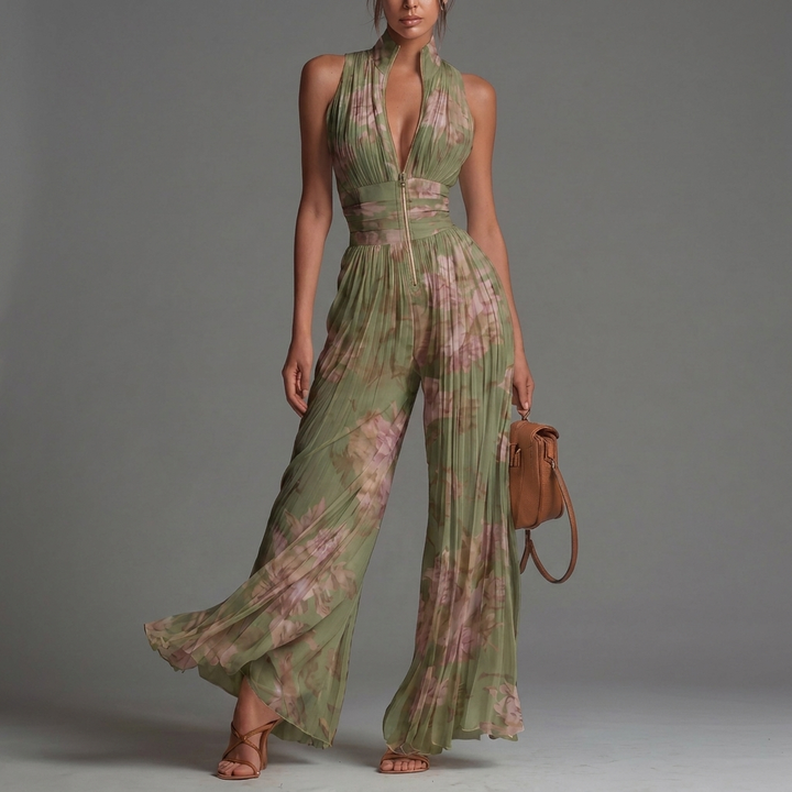 Zineb – Laskostettu kukkajumpsuit