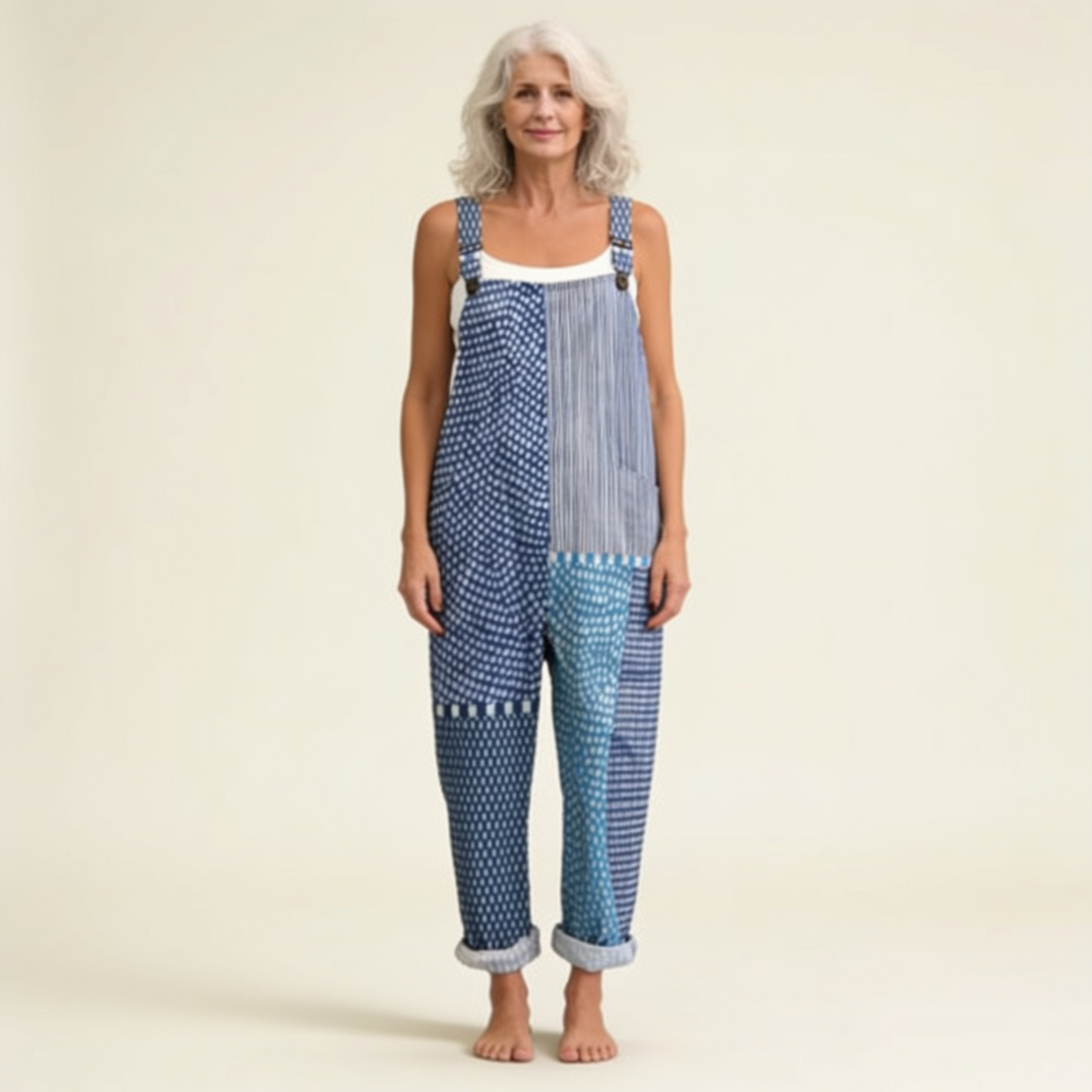 Hilde | Siniset patchwork-haalarit